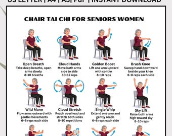 Stuhl-Tai Chi für Senioren, sanfte Flexibilität, Verbesserung des Gleichgewichtssinns (Druckbare PDF)