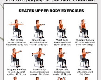 Stuhlübungen für Frauen, Muskeltraining Workout Printable Pdf