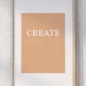Affiche typographique pêche CREATE, art mural moderne et minimaliste, poster éditorial, téléchargement numérique