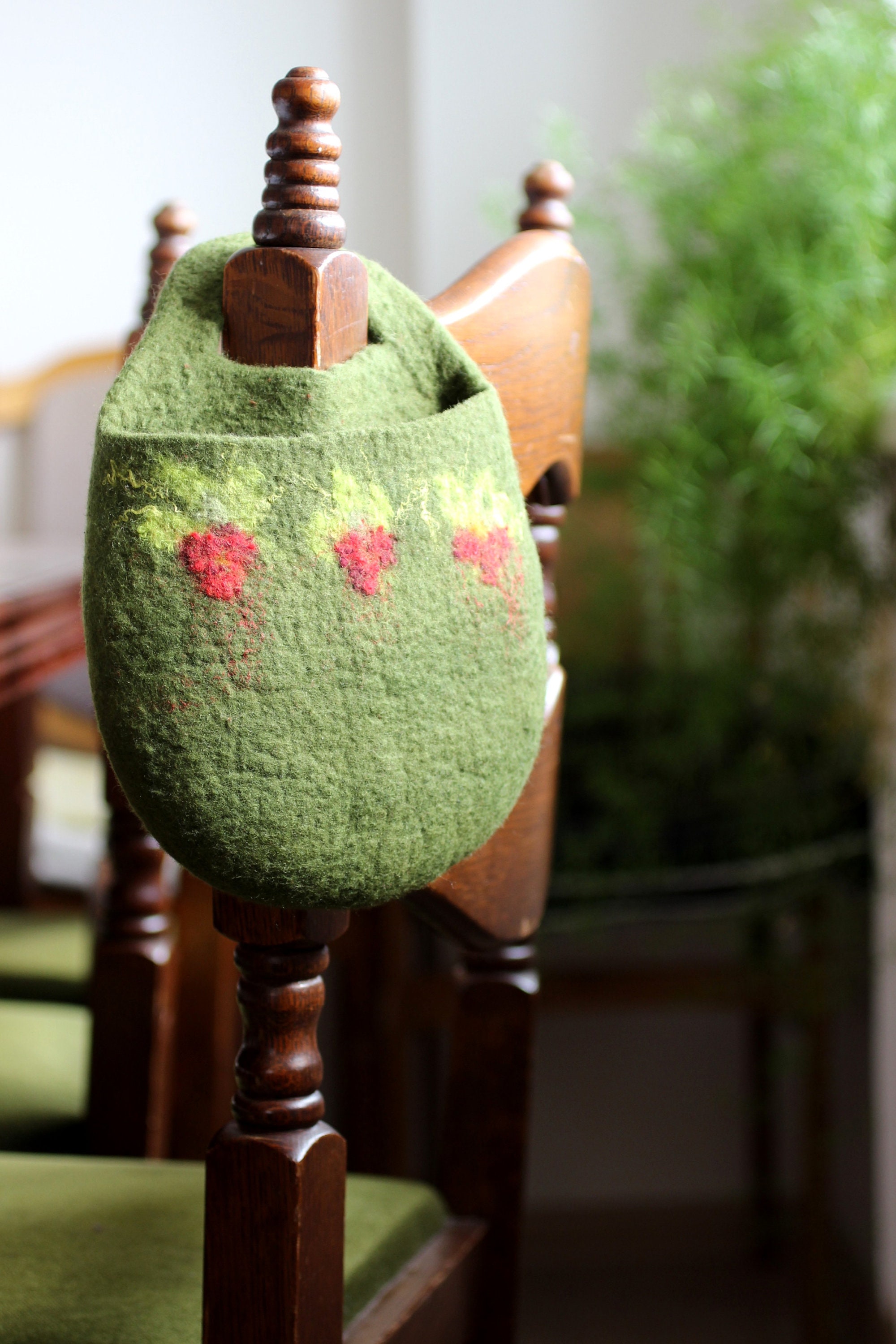 Christmas decor felt basket Felt hanging basket GREEN Etsy