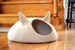 Pets bed / Cat bed - cat cave - cat house - eco-friendly handmade felted wool cat bed - natural white - unique gift - pets gift