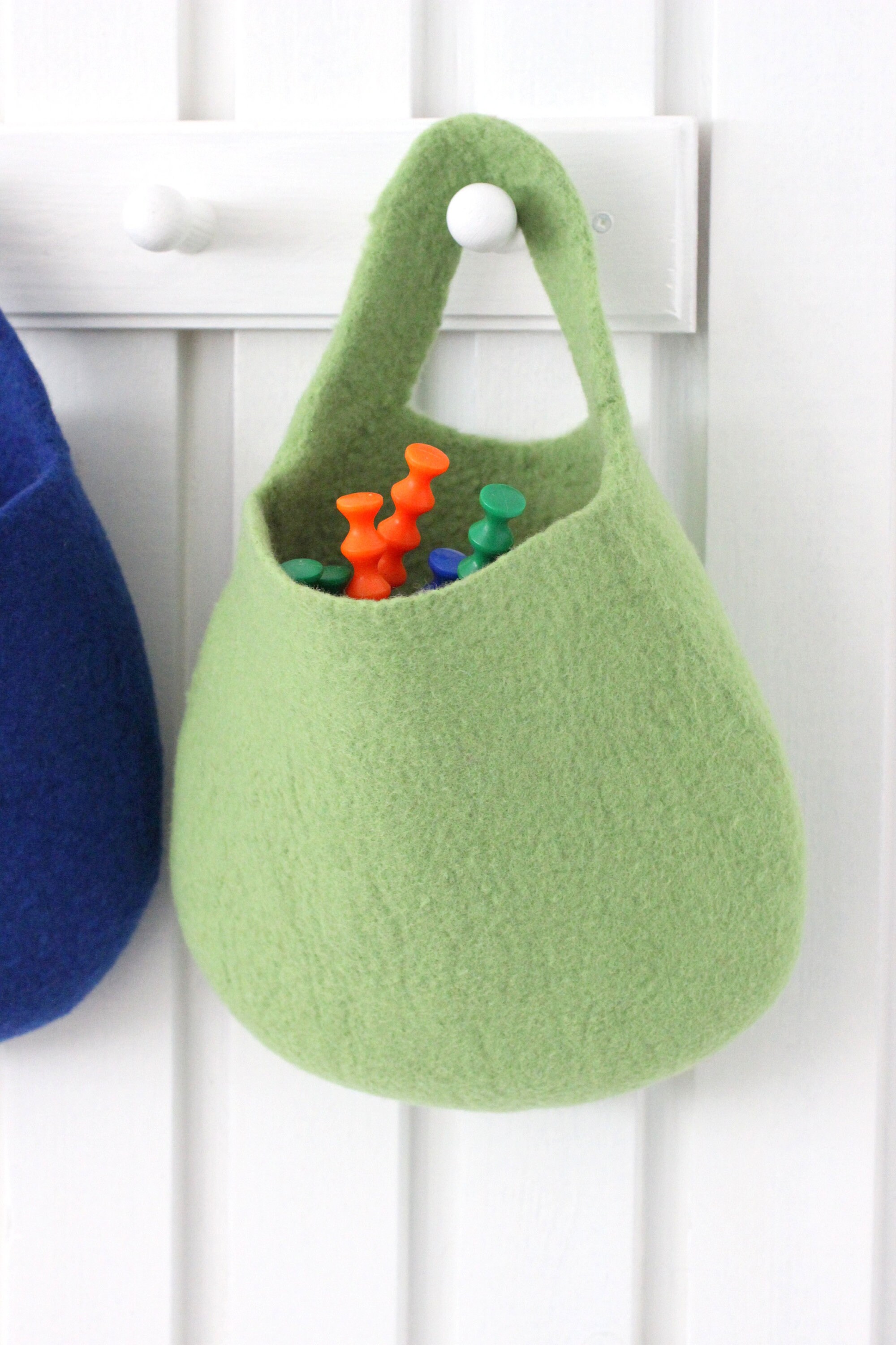 Hanging basket felt basket back to school aple green Etsy