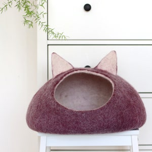 Pet bed cave for cats. Cat bed with ears. Pet bed for small dogs. image 3