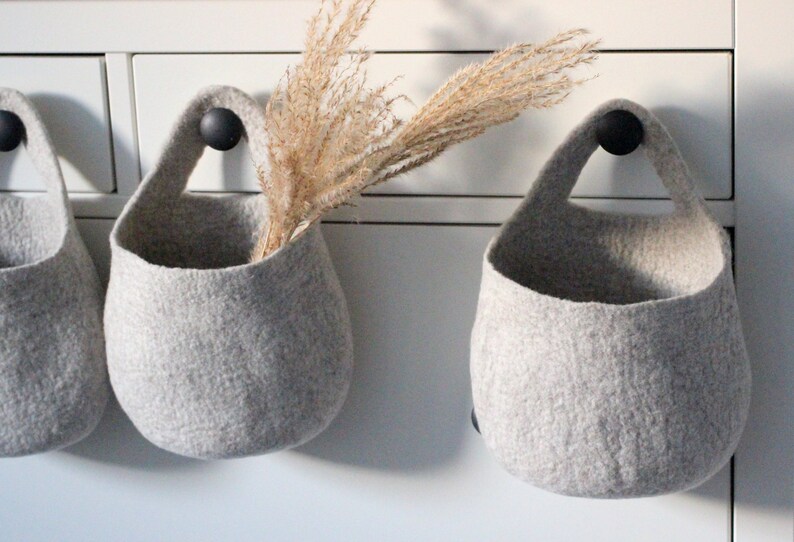 Felt basket hanging basket storage basket door knob basket Etsy