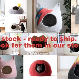 Ziggy Stardust Cat bed. Aladdin Sane cat bed. Bowie cat cave. Wool cat house. Gift for pets. image 6