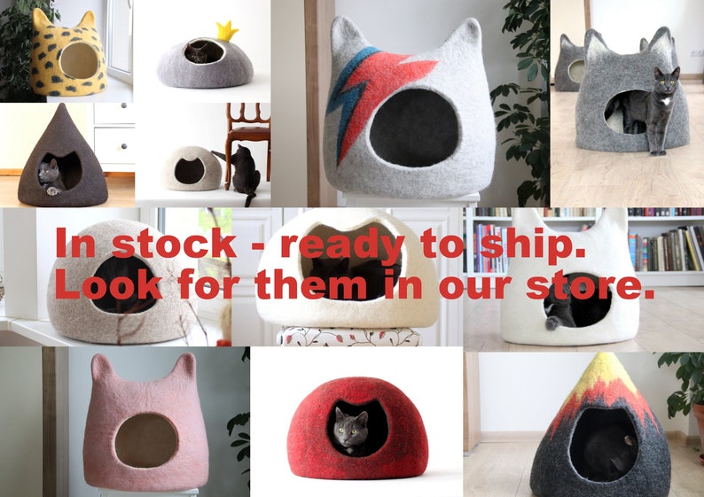 Ziggy Stardust Cat bed. Aladdin Sane cat bed. Bowie cat cave. Wool cat house. Gift for pets. image 6