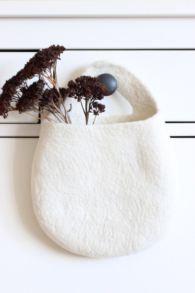 Felt hanging basket. Door knob basket. Felt home decor Etsy