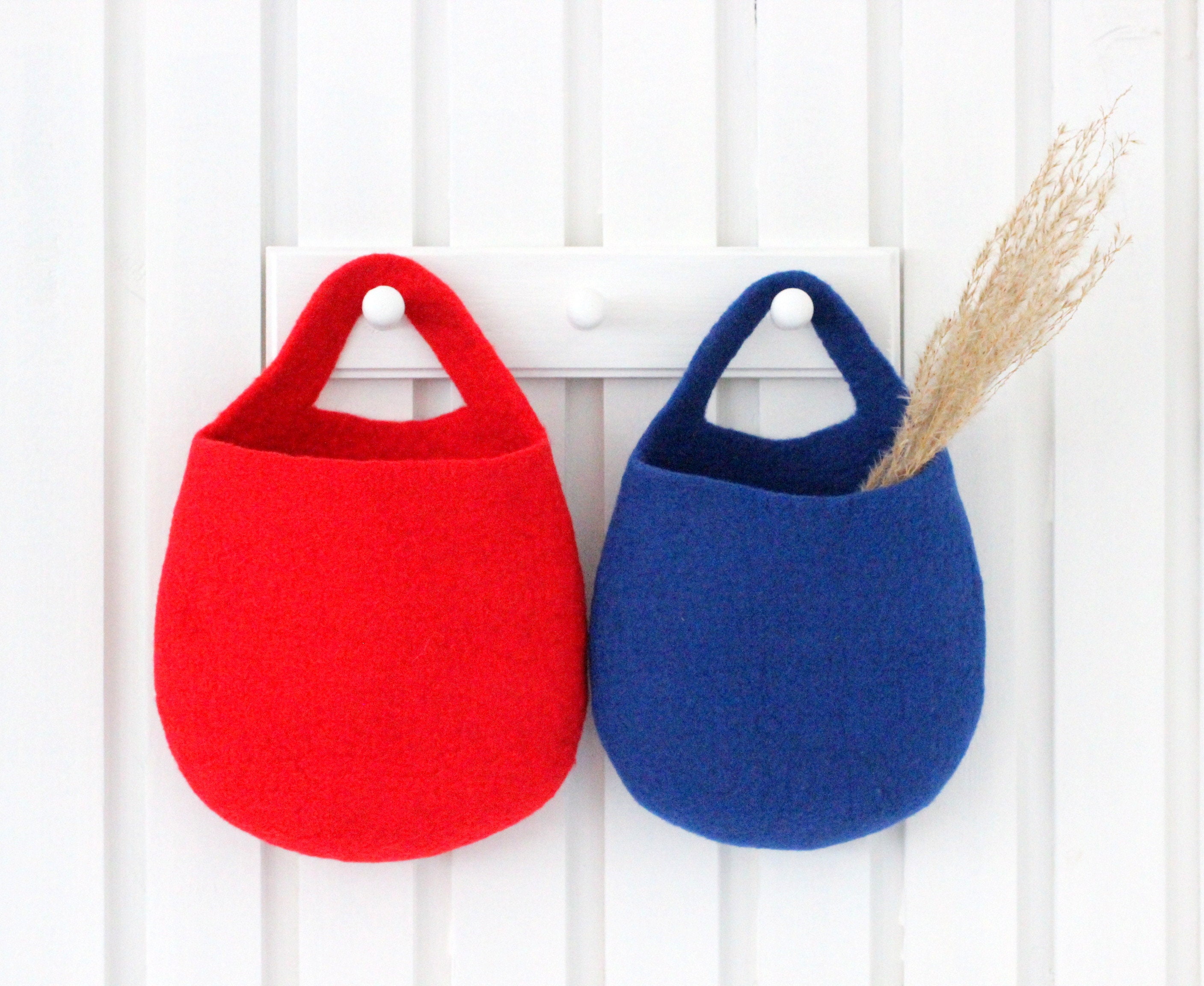 Felt basket hanging basket back to school gift red storage Etsy