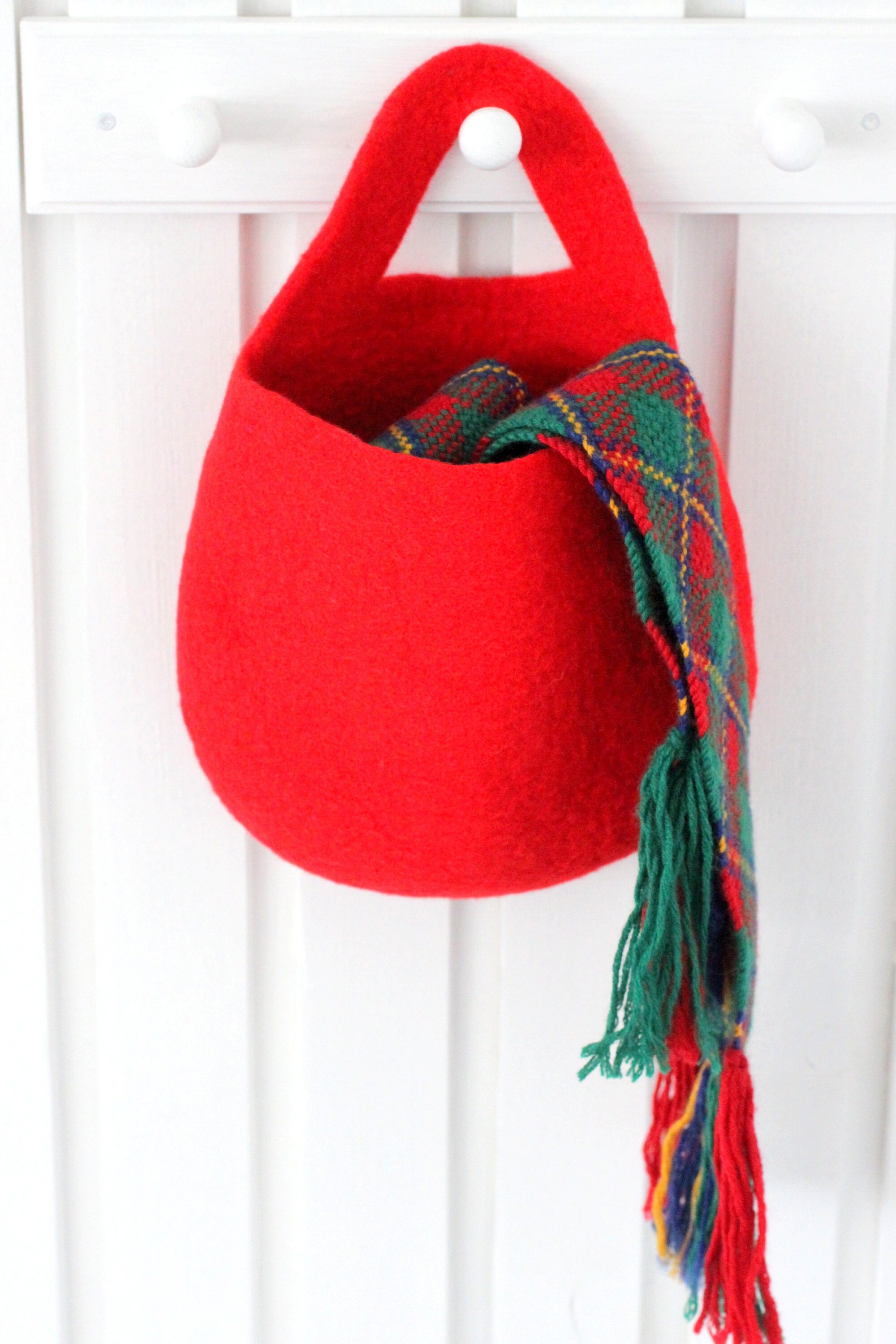 Felt basket hanging basket back to school gift red storage Etsy