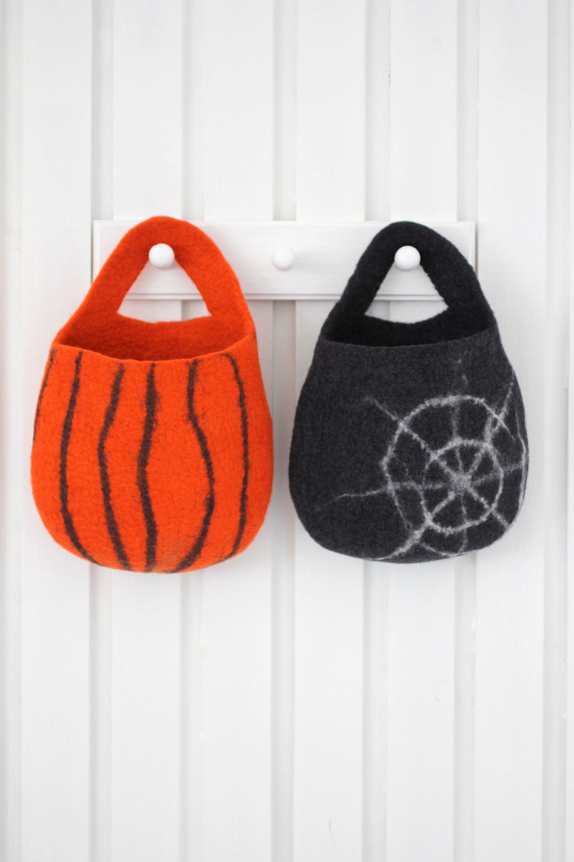 Halloween basket home decor felt basket. Black hanging door Etsy