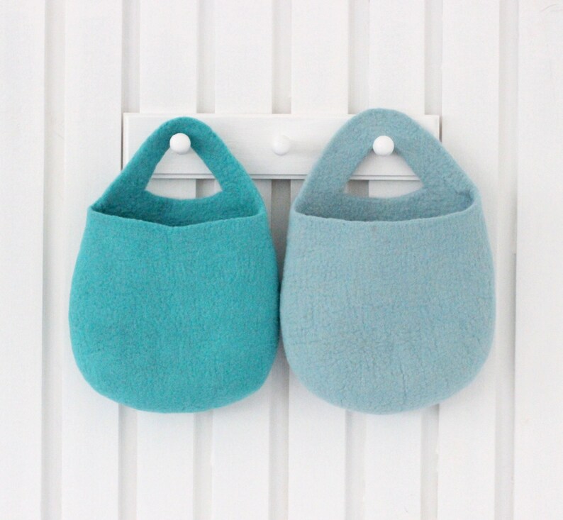 Felt basket nursery hanging basket mint storage basket door Etsy