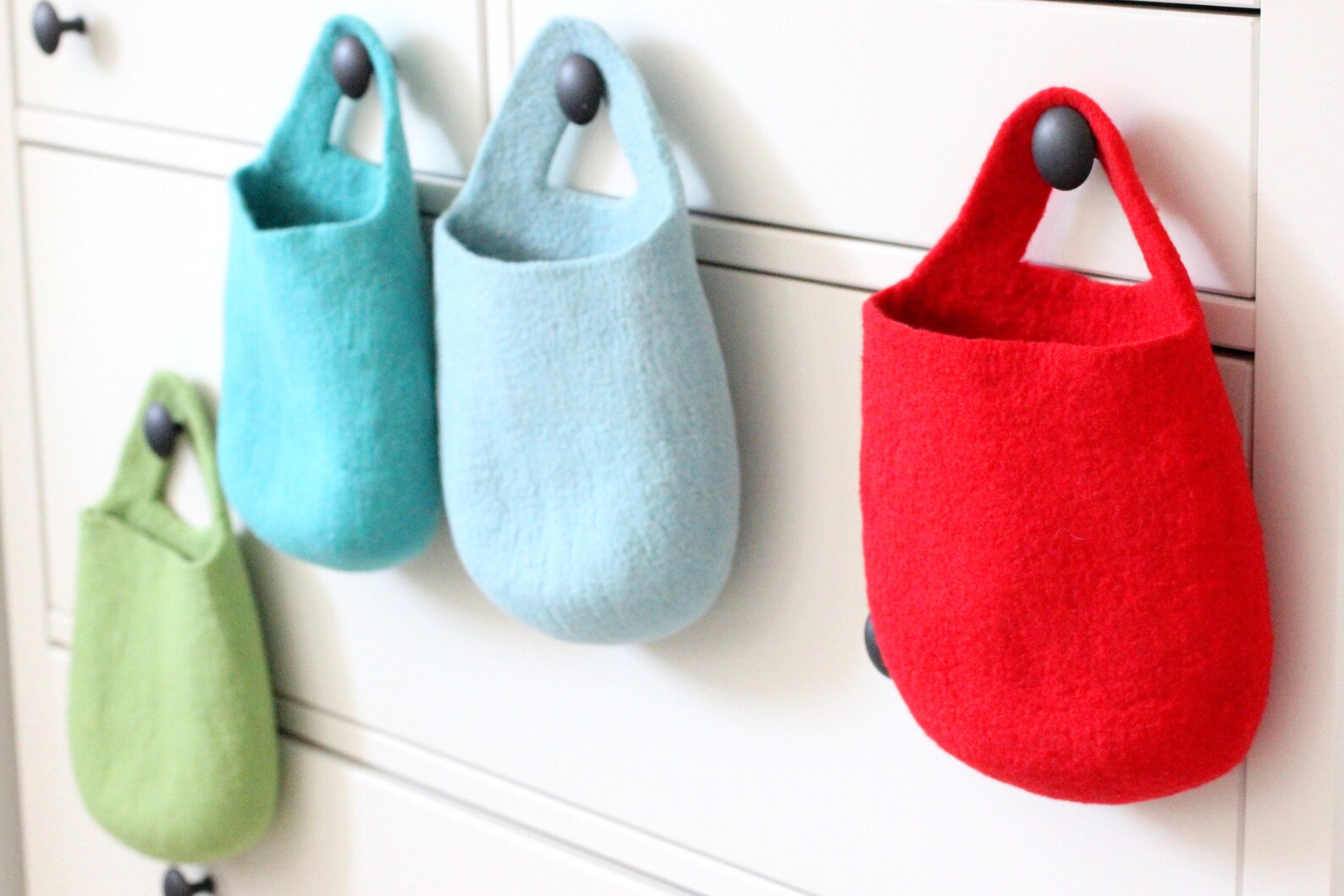 Felt basket hanging basket back to school gift red storage Etsy