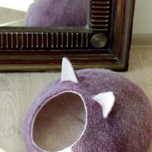 Pet bed cave for cats. Cat bed with ears. Pet bed for small dogs. image 2