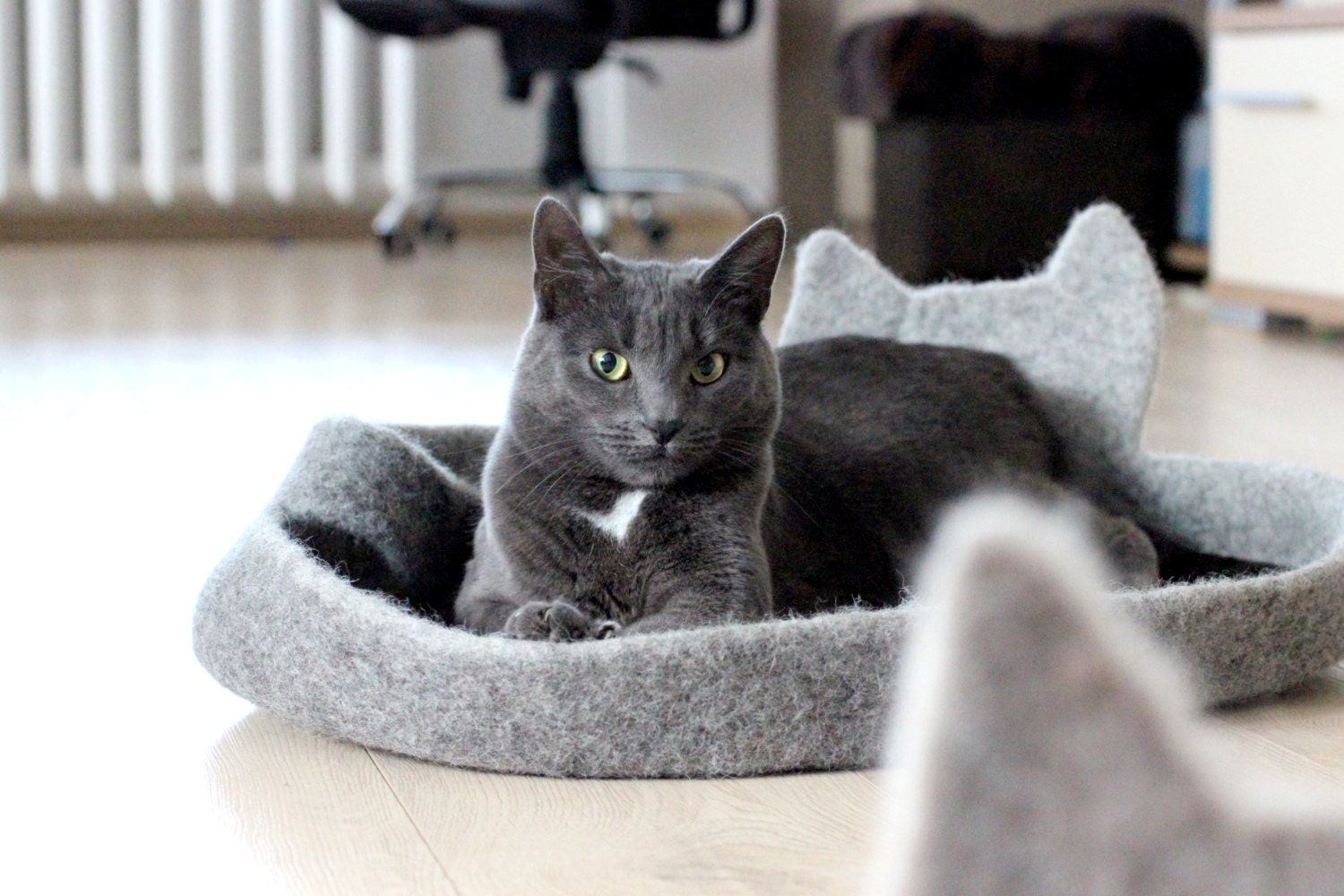 Lieu de Couchage Chats - Literie Chat Lit Feutré Fait Main Gris d'animal Compagnie sur Commande Cade