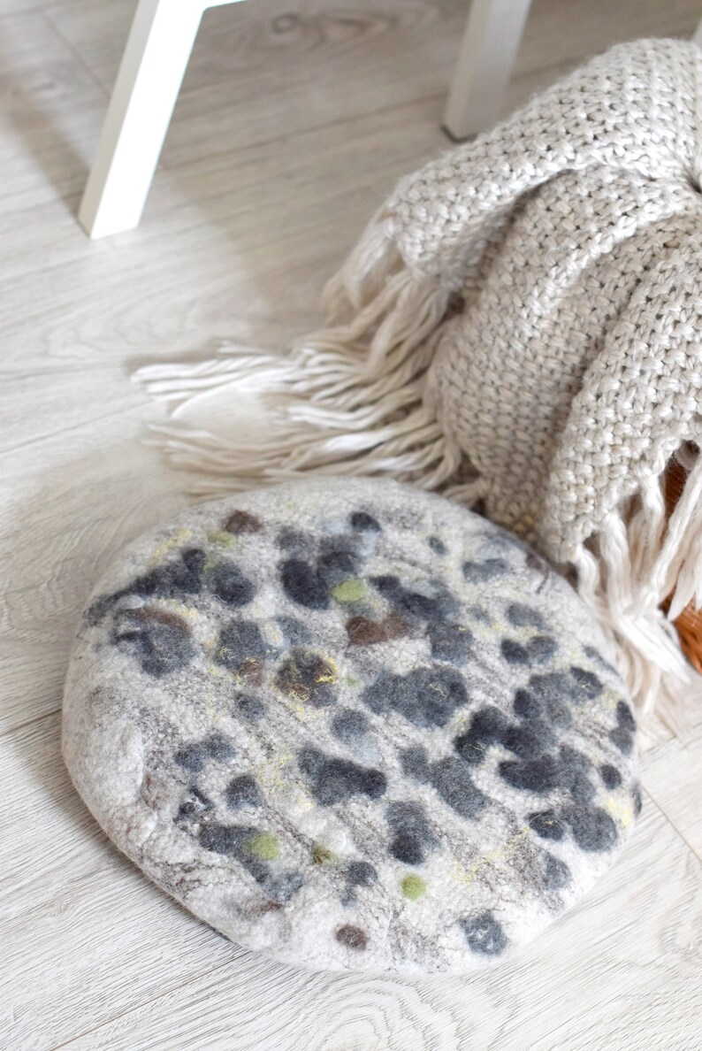 Seats pillow. Chair cushion pad. Felted stone pillow. Etsy