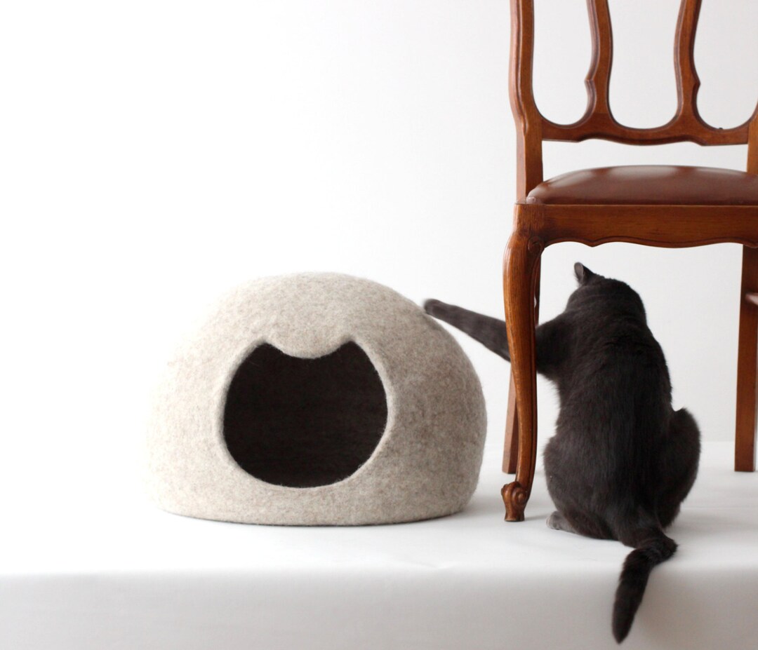 Wool Cat Bed. Natural Beige Felted Cat Bed. Pet Lovers Gift. Etsy