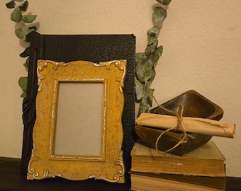 Vintage Gold Crackle Baroque Picture Frame | Silver Acanthus Scrollwork | 4x6 | Made in Taiwan