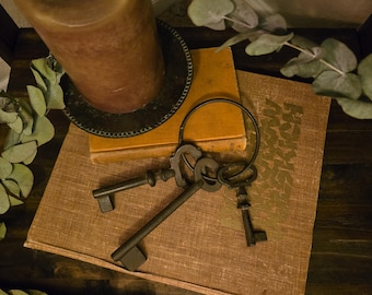Jeu de clés squelette vintage | Fonte, université sombre, décor de château gothique, médiéval