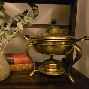 Antique Brass Chafing Dish Set | Victorian Ebonized Handles, Empire Co. NY