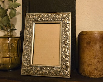 Vintage Champagne Gold Grape Leaf Frame | Ornate Carved 4x6 Photo Frame