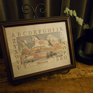 Vintage 1989 Designs With Scissors Nursery Art | Alphabet Rocking Horse Framed Paper Art