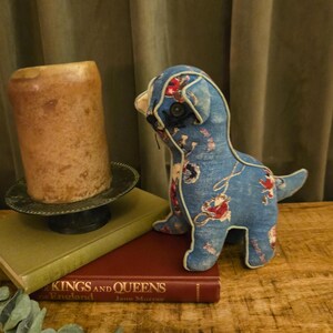 Vintage Handmade Cowboy Print Stuffed Dog | Western Lasso Fabric Toy Plush Folk Art