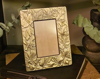 Burnes of Boston Maple Leaf Frame | Embossed Metal 4x6 Autumn Photo Frame