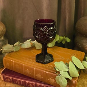 Vintage Avon Ruby Red Wine Goblet | 1876 Cape Cod Collection, Wheaton Glass