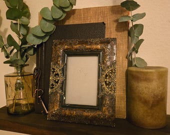 Vintage Ornate Baroque 4x6 Picture Frame | Dark Bronze Embossed | Openwork Scroll | Gothic Dark Academia