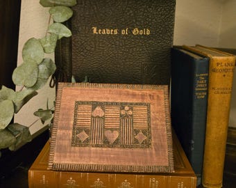Vintage Chip Carved Wood Playing Card Box | Card Suit Lid | Folk Art | Dark Academia Décor