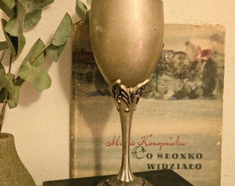 Gobelet vintage Royal Gallery en métal argenté | Décor de feuilles Art nouveau | Style calice | Romantique sombre