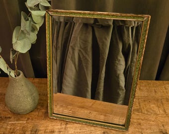 Vintage Gilt Gesso Vanity Mirror | Beveled Glass | Green Gold Easel Back Mirror