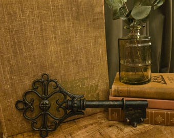 Vintage Large Ornate Skeleton Key Wall Art | Scrollwork Design | Gothic Metal Decor | Oversized Statement Key