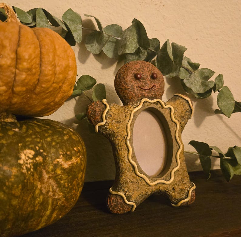 Vintage Resin Gingerbread Man Picture Frame | 2x3 Christmas Photo Frame ...