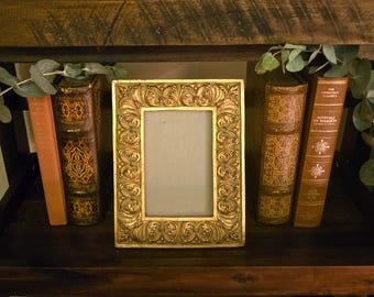 Vintage Ornate Acanthus Scroll 4x6 Picture Frame | Red Bole Gold Finish | Italian Gilt Style | Gothic