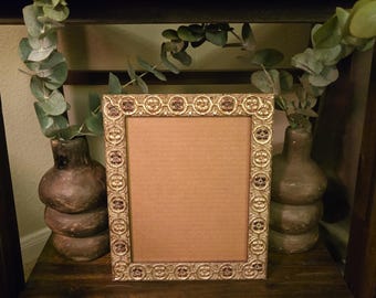 Vintage Martin Aborn Italian Wood 8x10 Frame | Medallion Scroll Dark Gold Gothic