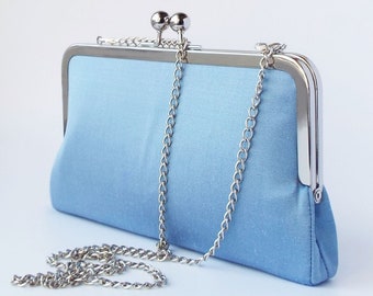light blue evening bag
