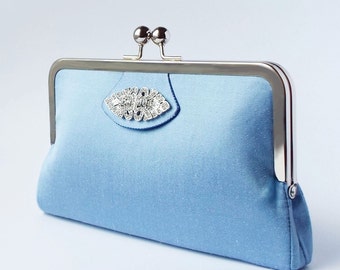 Art Deco evening bag, bridal clutch, personalised wedding purse, something blue