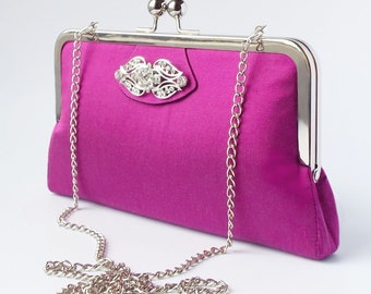 clutch bag, pink evening bag, magenta pink clutch for mother of the bride, bright pink evening purse