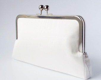 Wedding clutch bag, ivory silk clutch, bridal purse, personalised clutch for classic wedding