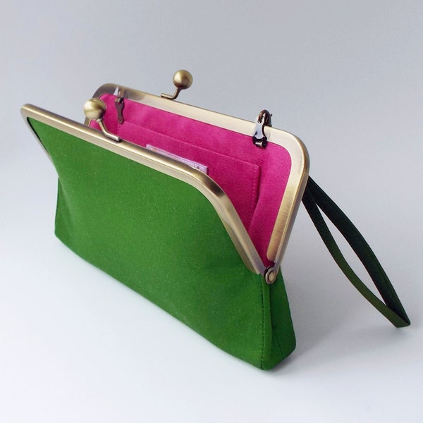 evening clutch bag, green clutch purse, silk handbag, chartreuse green evening purse