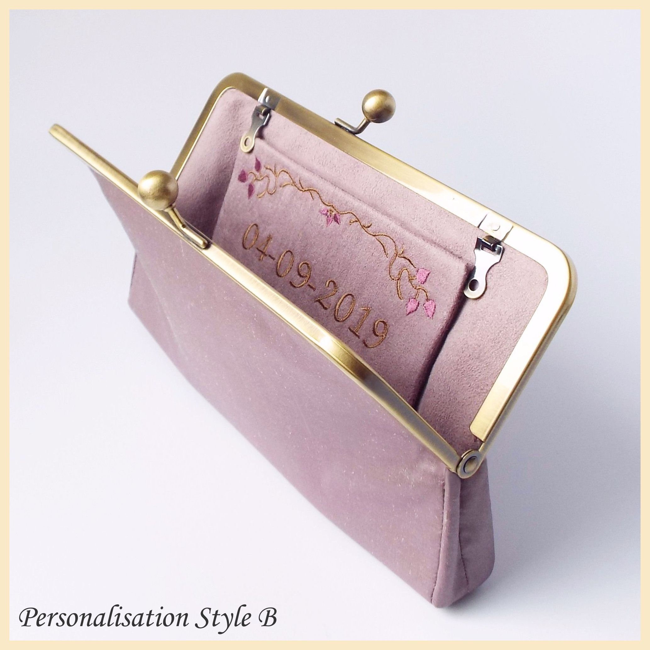 Evening Bag Mauve Wedding Clutch Handmade Clutch Purse for