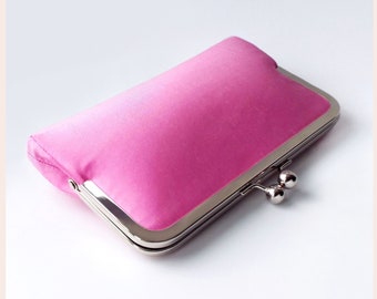 pink clutch bag for wedding, silk evening purse, gift for special occasion