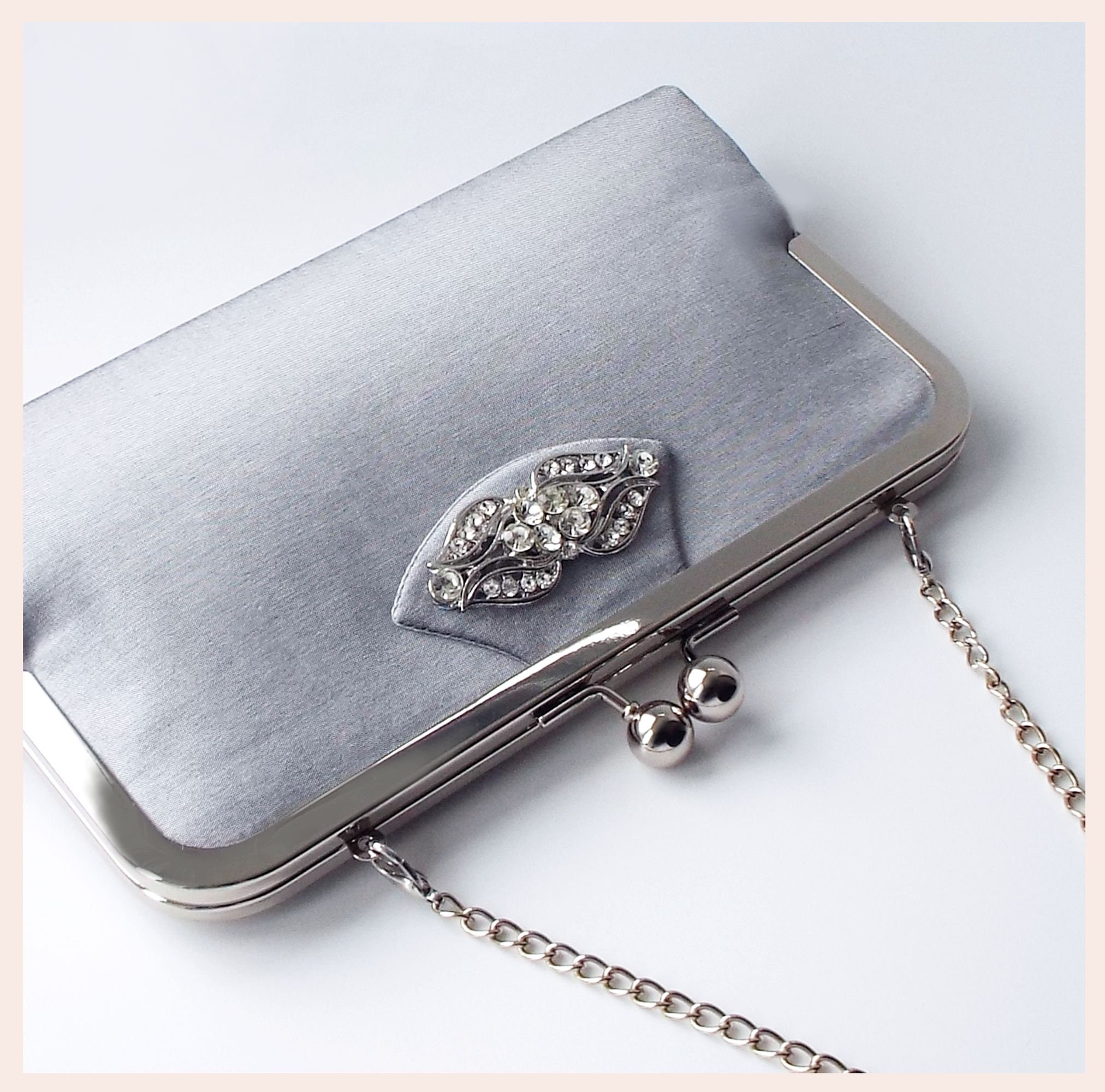 Silver gray clutch best sale bag