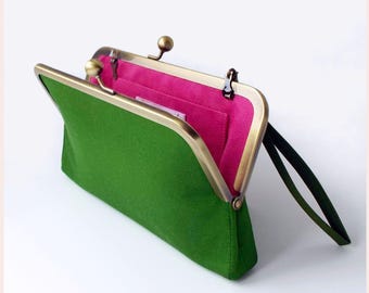 evening clutch bag, green clutch purse, silk handbag, chartreuse green evening purse