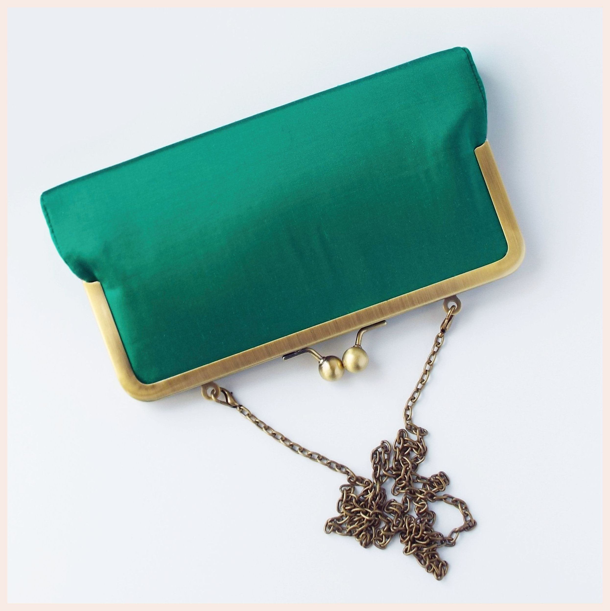 Garland Bag Jess Clutch Handbag Purse Silk Lime Green