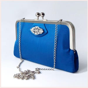 blue clutch bag, evening bag, Art Deco clutch purse, wedding clutch bag in sapphire blue