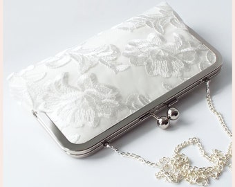 bridal clutch, ivory lace wedding purse, bag for the bride, wedding day handbag