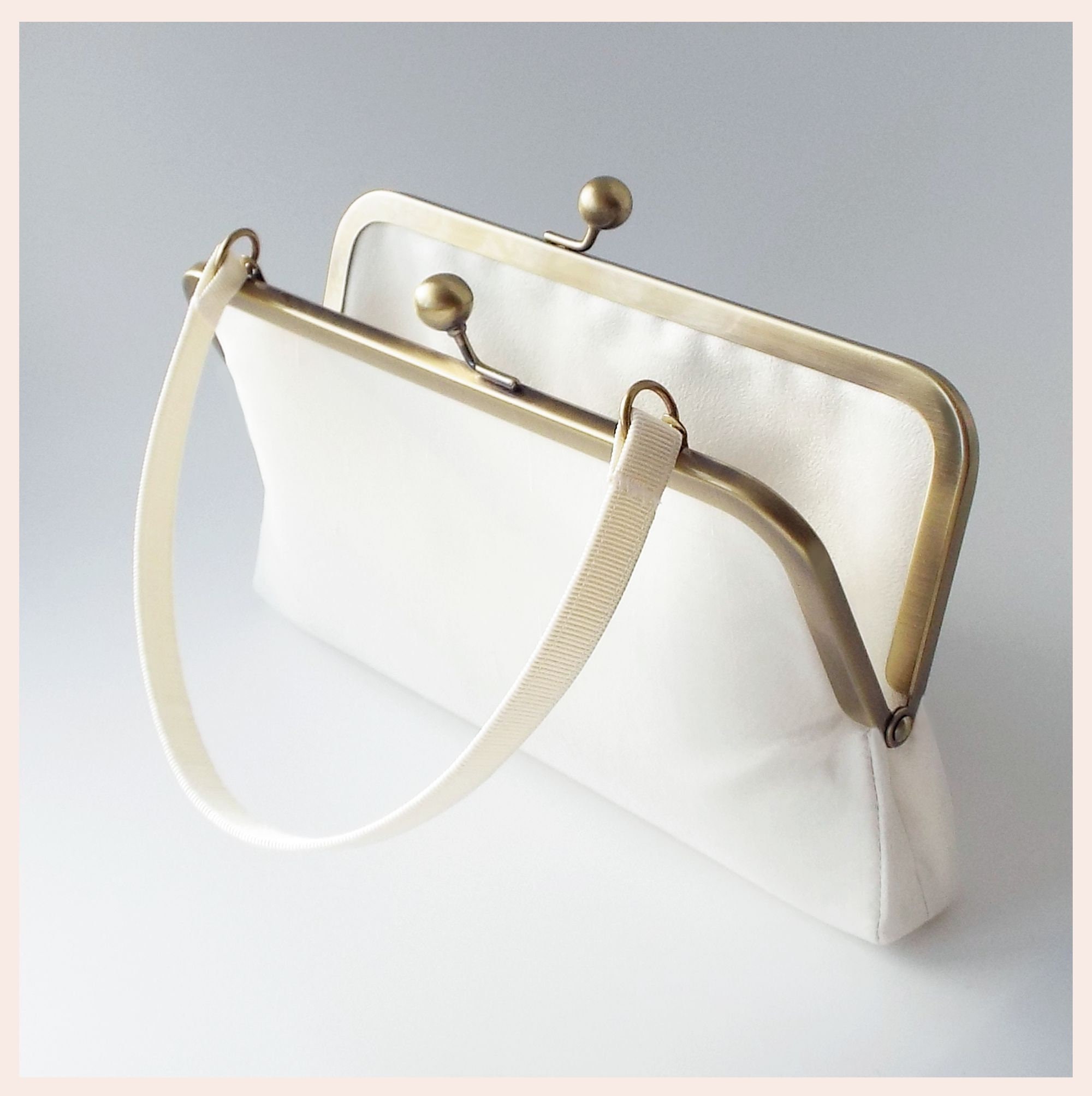 Ivory bridal purse wedding clutch bag with handle silk Etsy