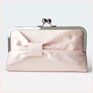 pale pink clutch bag, purse for wedding day, handmade silk handbag for special occasion